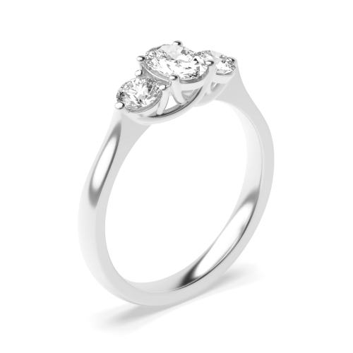 4 Prong Oval/Round Platinum Trilogy Engagement Rings