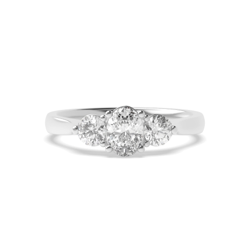 4 Prong Oval/Round Heirloom triad Moissanite Engagement Rings