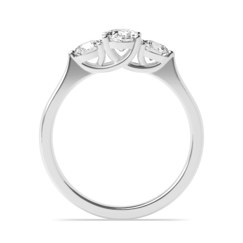 4 Prong Oval/Round Heirloom triad Moissanite Engagement Rings