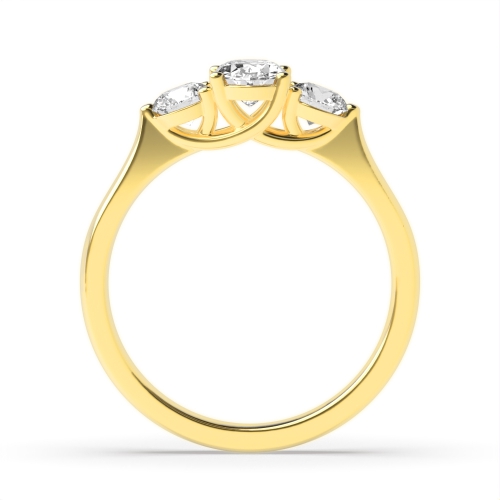 4 Prong Oval/Round Yellow Gold Heirloom triad Engagement Rings