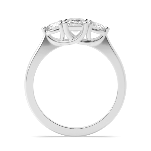 4 Prong Emerald/Round Harmony triad Moissanite Engagement Rings