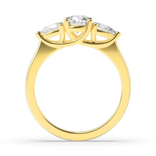 4 Prong Round/Pear Yellow Gold Opulence triad Engagement Rings