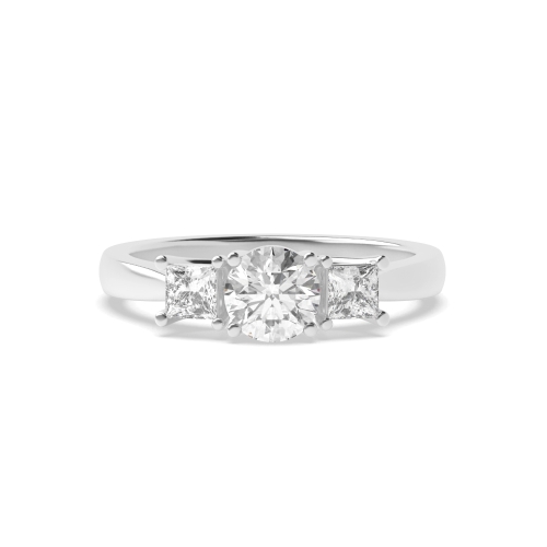 4 Prong Princess/Round Center side Trilogy Engagement Rings