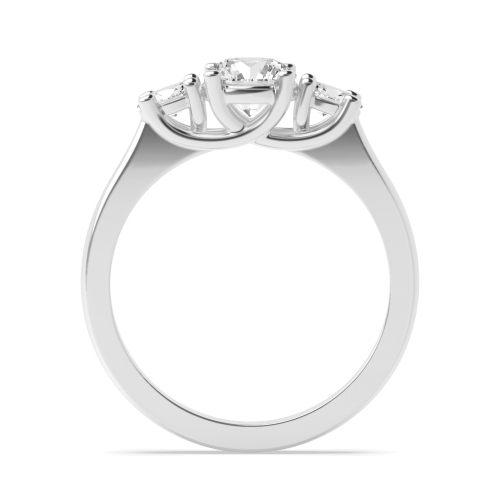 4 Prong Oval/Round Natural Trilogy Engagement Ring