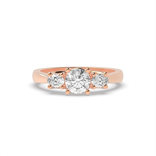 Oval/Round Rose Gold Natural Trilogy Engagement Rings