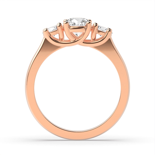 Oval/Round Rose Gold Natural Trilogy Engagement Rings