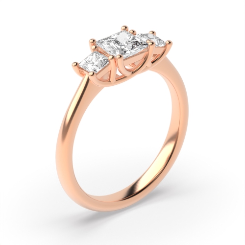 4 Prong Princess Rose Gold Trilogy Engagement Rings