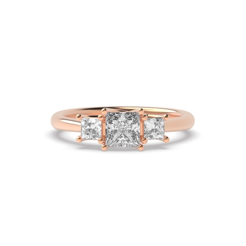 4 Prong Princess Rose Gold Trilogy Engagement Rings