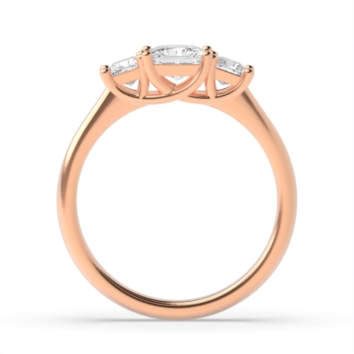 4 Prong Princess Rose Gold Trilogy Engagement Rings