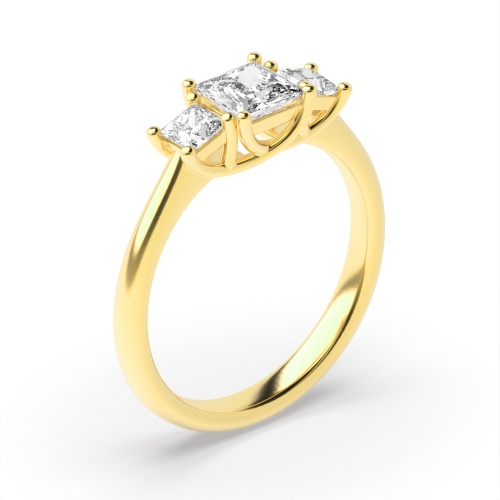 4 Prong Princess Yellow Gold Engagement Rings