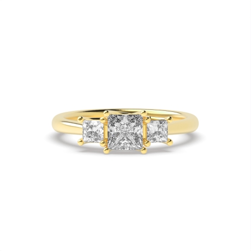 4 Prong Princess Yellow Gold Engagement Rings