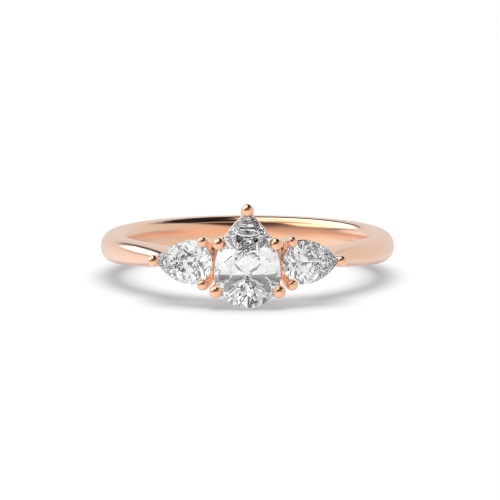 Prong Pear Rose Gold Heirloom triad Trilogy Engagement Rings