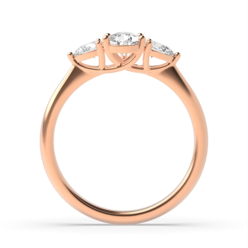 Prong Pear Rose Gold Heirloom triad Trilogy Engagement Rings