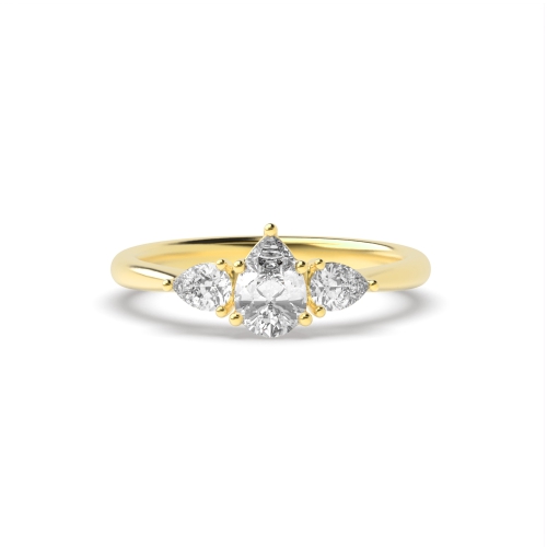 Prong Pear Yellow Gold Heirloom triad Engagement Rings