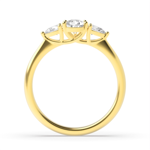 Prong Pear Yellow Gold Heirloom triad Engagement Rings