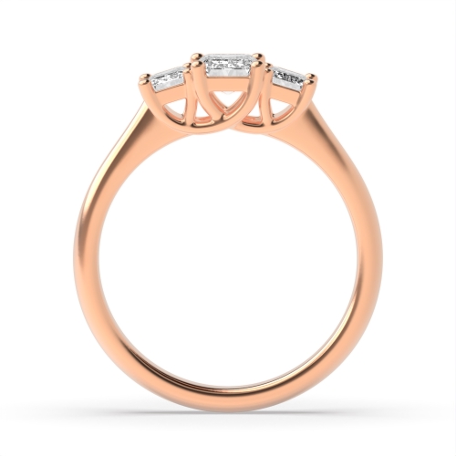 4 Prong Emerald Rose Gold Trilogy Engagement Rings