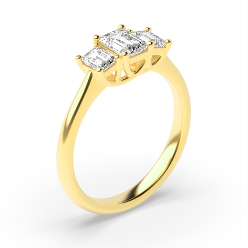 4 Prong Emerald Yellow Gold Engagement Rings