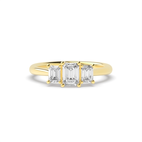 4 Prong Emerald Yellow Gold Engagement Rings