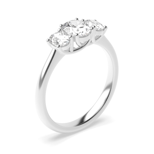prong setting oval  trilogy Lab Grown Diamond engagement ring