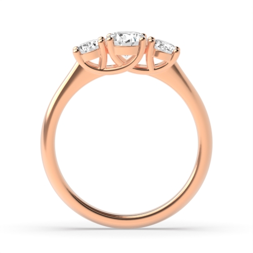 4 Prong Oval Rose Gold Trellis Trilogy Engagement Rings