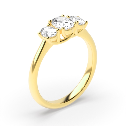 4 Prong Oval Yellow Gold Trellis Engagement Rings