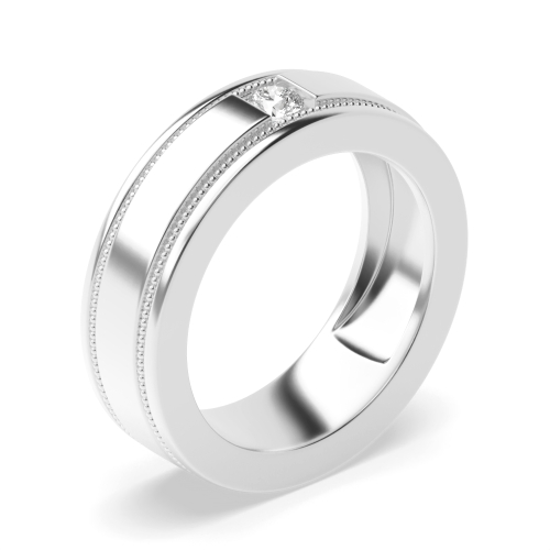 channel setting round shape mens diamond wedding ring