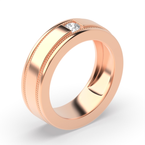 Channel Setting Round Rose Gold Regal Band Diamond Rings