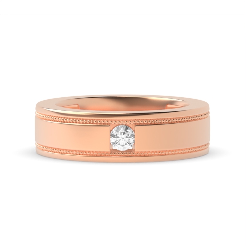 Channel Setting Round Rose Gold Regal Band Diamond Rings