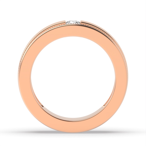 Channel Setting Round Rose Gold Regal Band Diamond Rings