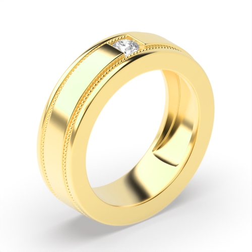 Channel Setting Round Yellow Gold Regal Band Diamond Rings