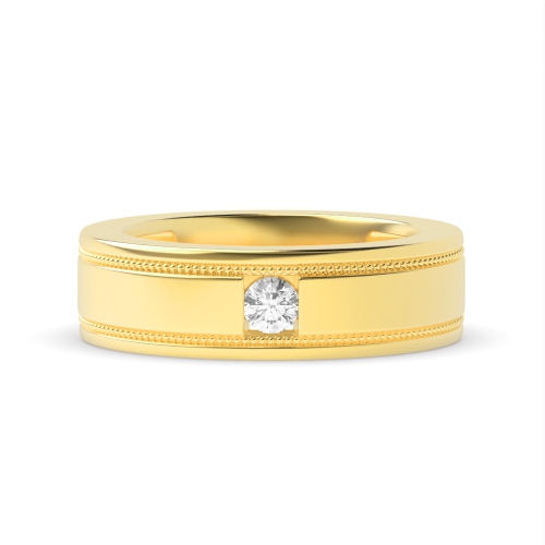 Channel Setting Round Yellow Gold Regal Band Diamond Rings