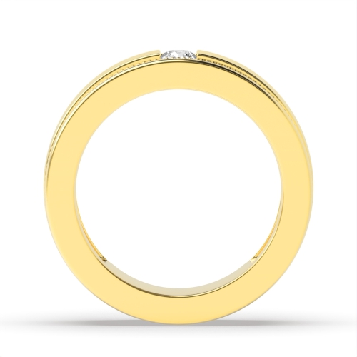 Channel Setting Round Yellow Gold Regal Band Diamond Rings