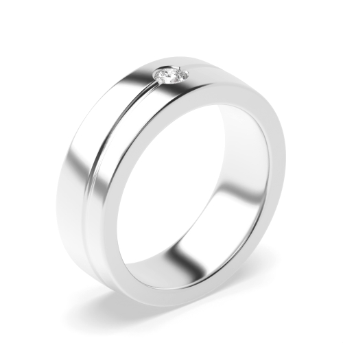 Buy Flush Setting Round Shape Mens Diamond Wedding Ring - Abelini