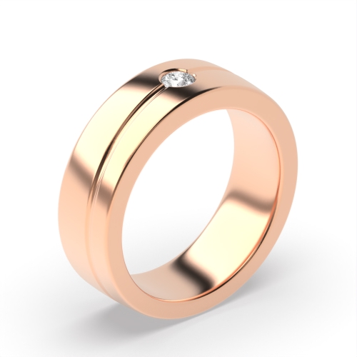 Flush Setting Round Rose Gold Uniqueglimmer Band Diamond Rings