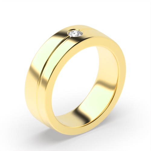 Flush Setting Round Yellow Gold Uniqueglimmer Band Diamond Rings