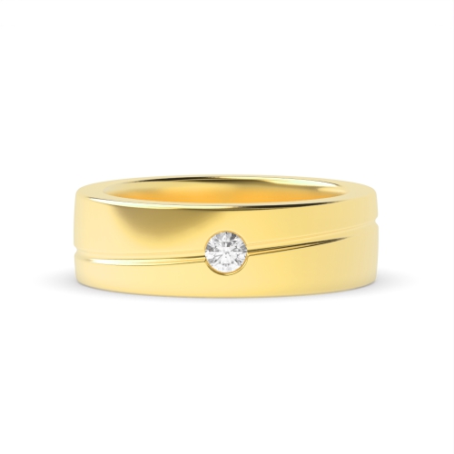 Flush Setting Round Yellow Gold Uniqueglimmer Band Diamond Rings