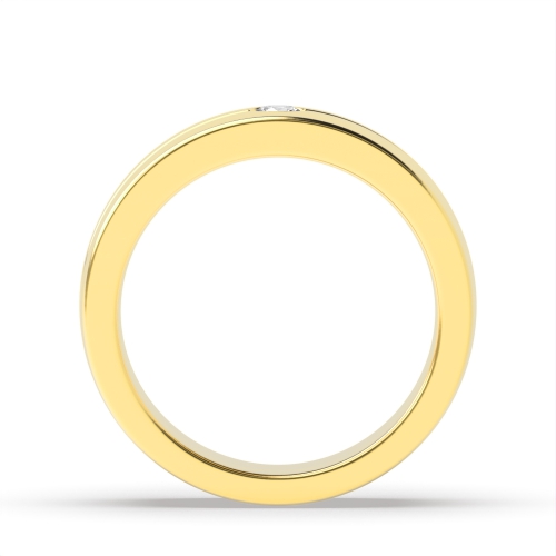 Flush Setting Round Yellow Gold Uniqueglimmer Band Diamond Rings