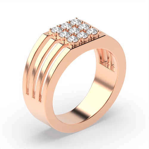 4 Prong Round Rose Gold Men unique Unusual Wedding Engagement Rings