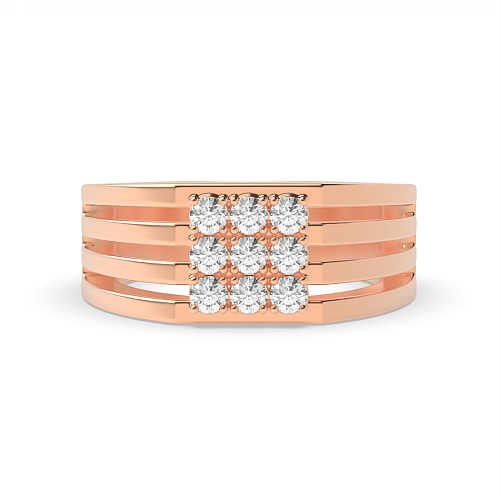 4 Prong Round Rose Gold Men unique Unusual Wedding Engagement Rings