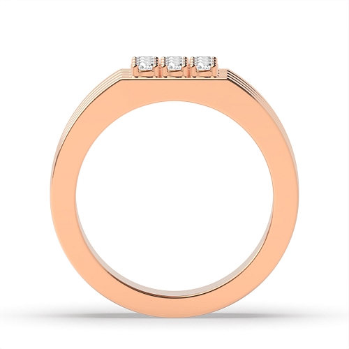 4 Prong Round Rose Gold Men unique Unusual Wedding Engagement Rings