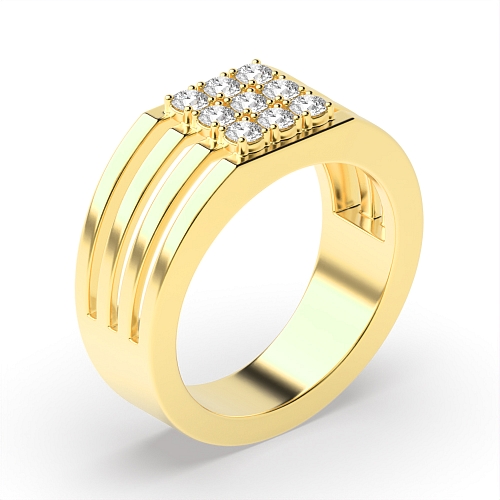 4 Prong Round Yellow Gold Men unique Engagement Rings