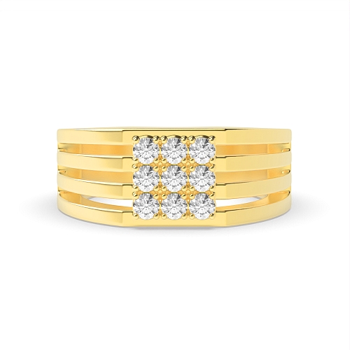 4 Prong Round Yellow Gold Men unique Engagement Rings