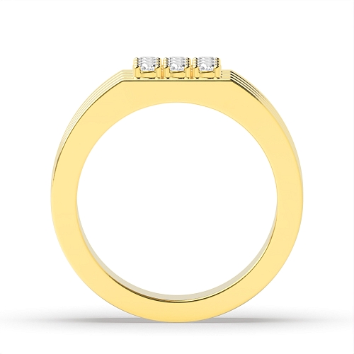 4 Prong Round Yellow Gold Men unique Engagement Rings