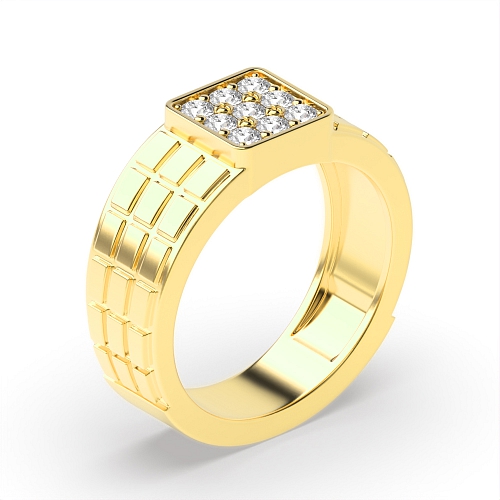 Pave Setting Round Yellow Gold Twilight unique Engagement Rings