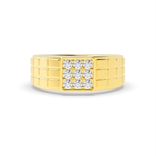 Pave Setting Round Yellow Gold Twilight unique Engagement Rings