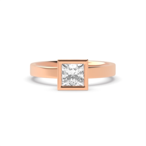 Bezel Setting Princess Rose Gold High set Engagement Rings
