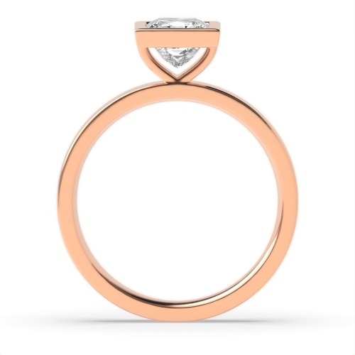Bezel Setting Princess Rose Gold High set Engagement Rings