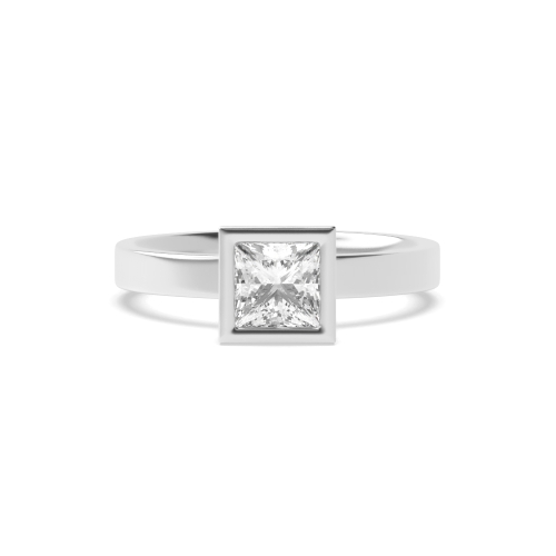 Bezel Setting Princess High Set Solitaire Diamond Ring