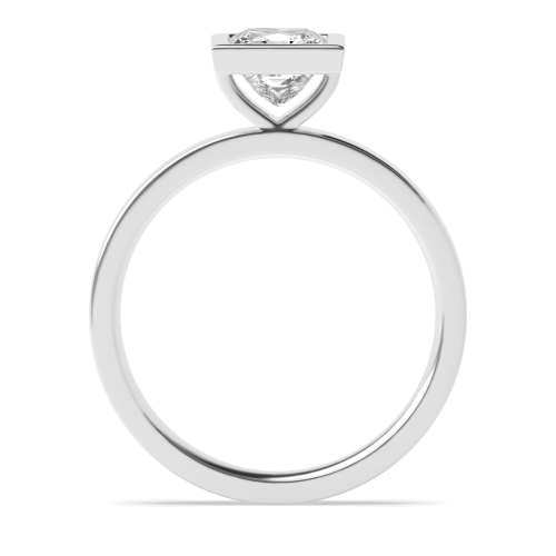 Bezel Setting Princess High Set Solitaire Diamond Ring