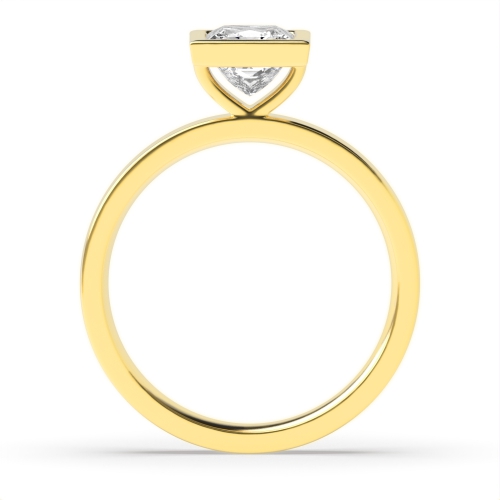 Bezel Setting Princess Yellow Gold High set Engagement Rings
